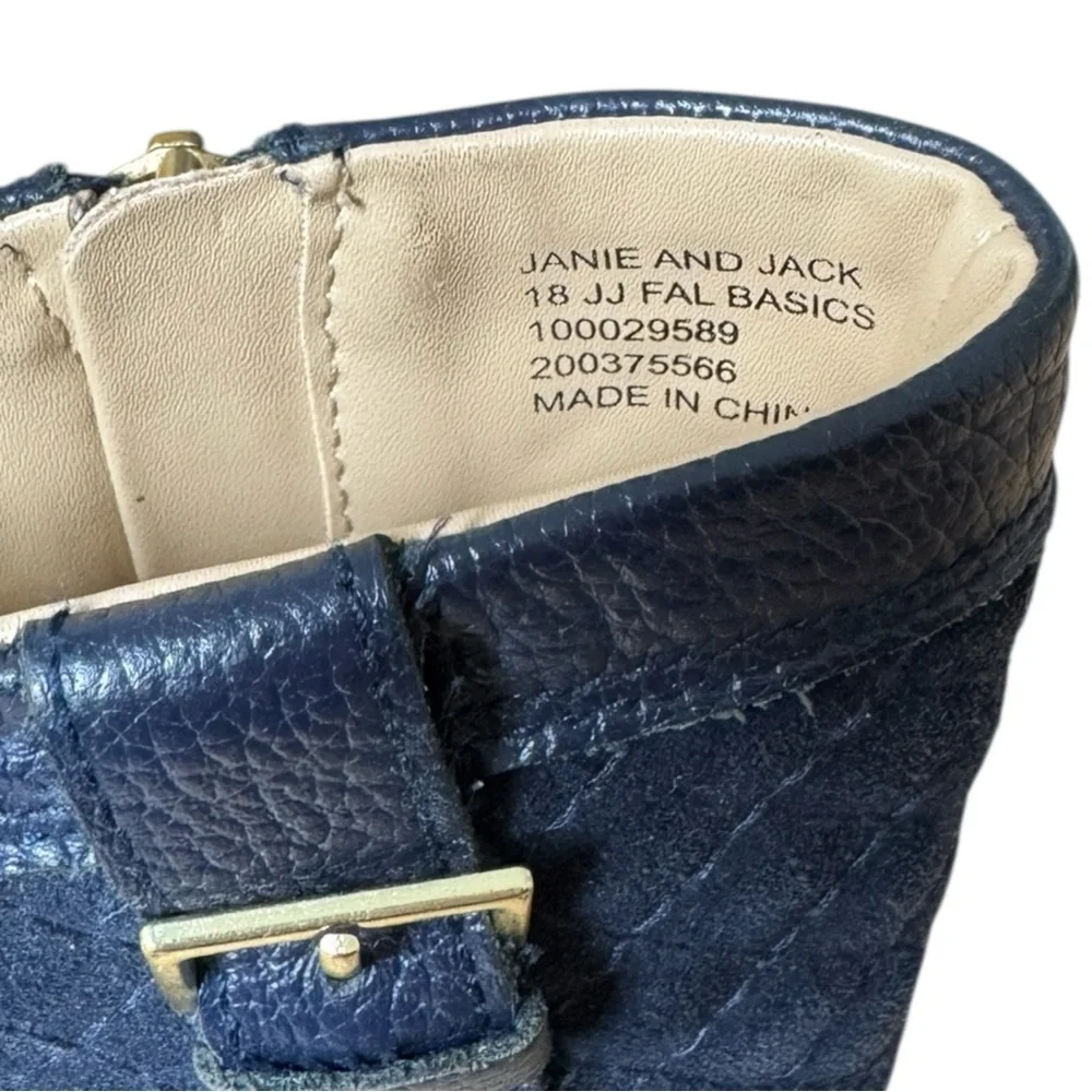 Janie and Jack Toddler Girls Riding Boots 7 Navy‎ Blue Leather Quilted Shaft